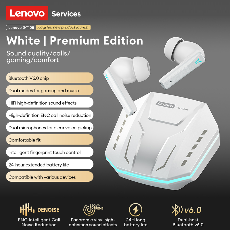 Outdoor Sport Doo - Lenovo GT105 Bluetooth 6.0 Oyun Kulaklığı